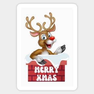 Rudolph on the chimney Sticker